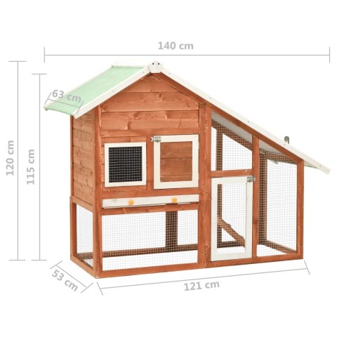 KLATKA DLA KRÓLIKA 140X63X120CM DREWNO JODŁOWE
