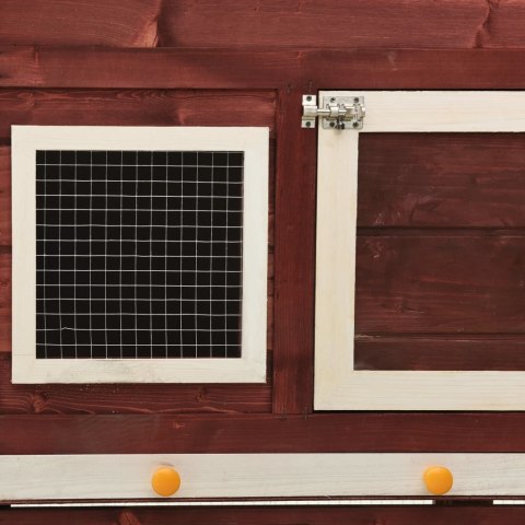 KLATKA DLA KRÓLIKA MOKKA I BIEL 140X63X120CM DREWNO JODŁOWE