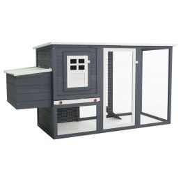 KLATKA DLA KUR Z MIEJSCEM DO GNIAZDOWANIA SZARA DREWNIANA