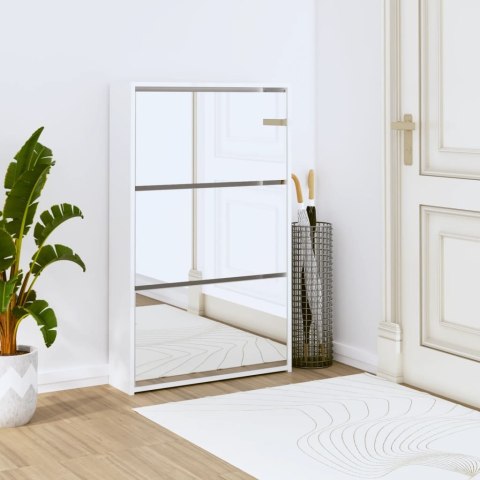 SZAFKA NA BUTY LUSTRO 3 SZUFLADY BIAŁY POŁYSK 63X17X102,5CM