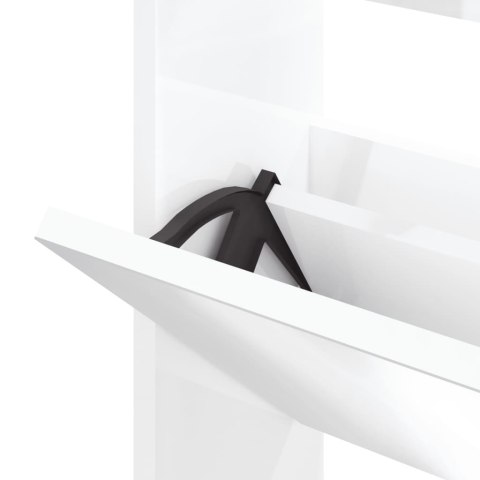 SZAFKA NA BUTY LUSTRO 3 SZUFLADY BIAŁY POŁYSK 63X17X102,5CM