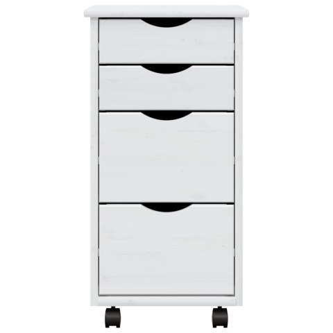 SZAFKA NA KÓŁKACH MOSS Z SZUFLADAMI BIAŁA SOSNA