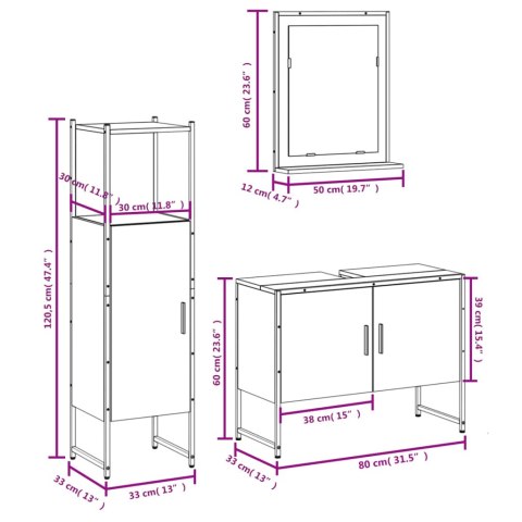 ZESTAW 3 SZAFEK ŁAZIENKOWYCH CZARNY