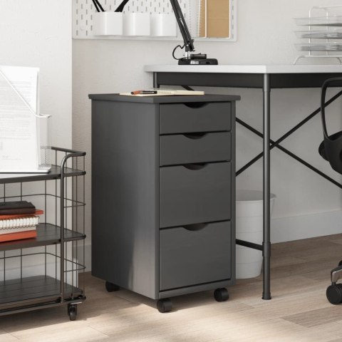 SZAFKA NA KÓŁKACH MOSS Z SZUFLADAMI SZARA SOSNA