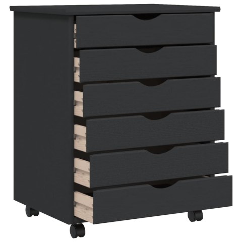 SZAFKA NA KÓŁKACH MOSS Z SZUFLADAMI SZARA SOSNA