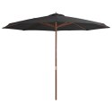 PARASOL OGRODOWY NA DREWNIANYM SŁUPKU 350CM ANTRACYTOWY