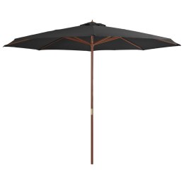 PARASOL OGRODOWY NA DREWNIANYM SŁUPKU 350CM ANTRACYTOWY