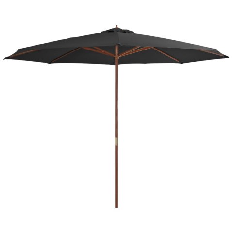 PARASOL OGRODOWY NA DREWNIANYM SŁUPKU 350CM ANTRACYTOWY