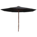PARASOL OGRODOWY NA DREWNIANYM SŁUPKU 350CM CZARNY