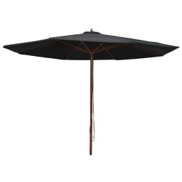 PARASOL OGRODOWY NA DREWNIANYM SŁUPKU 350CM CZARNY