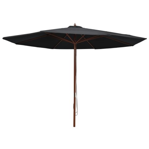 PARASOL OGRODOWY NA DREWNIANYM SŁUPKU 350CM CZARNY
