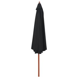 PARASOL OGRODOWY NA DREWNIANYM SŁUPKU 350CM CZARNY
