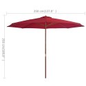 PARASOL OGRODOWY NA DREWNIANYM SŁUPKU 350CM BURGUNDOWY