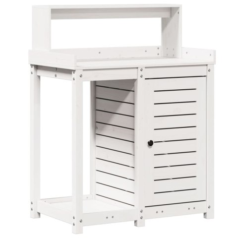 STOLIK OGRODNICZY Z PÓŁKĄ BIAŁY 82,5X50X109,5CM SOSNA