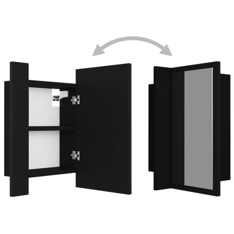 SZAFKA ŁAZIENKOWA Z LUSTREM I LED CZARNA 40X12X45CM AKRYL