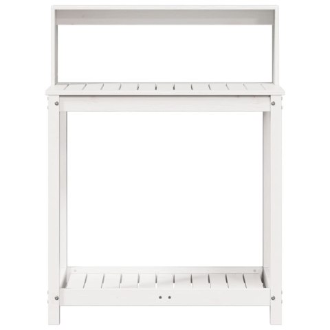 STOLIK OGRODNICZY Z PÓŁKAMI BIAŁY 82,5X50X109,5CM SOSNA