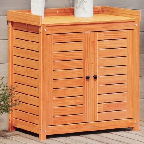 STOLIK OGRODNICZY Z PÓŁKAMI BRĄZOWY 82,5X50X86,5CM SOSNA