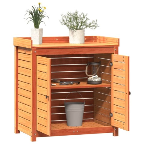 STOLIK OGRODNICZY Z PÓŁKAMI BRĄZOWY 82,5X50X86,5CM SOSNA