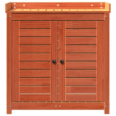 STOLIK OGRODNICZY Z PÓŁKAMI BRĄZOWY 82,5X50X86,5CM SOSNA