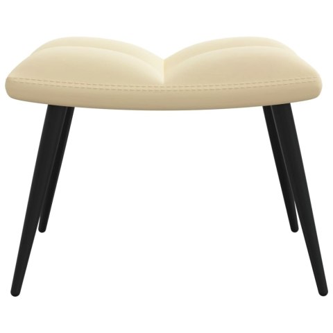 FOTEL Z PODNÓŻKIEM KREMOWY TAPICEROWANY AKSAMITEM