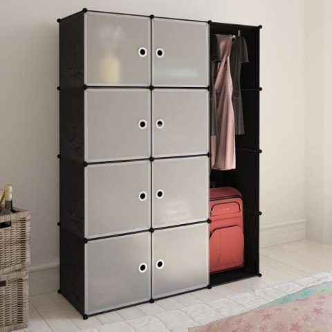 SZAFA MODUŁOWA Z 9 PRZEGRODAMI 37X115X150CM CZARNO-BIAŁA