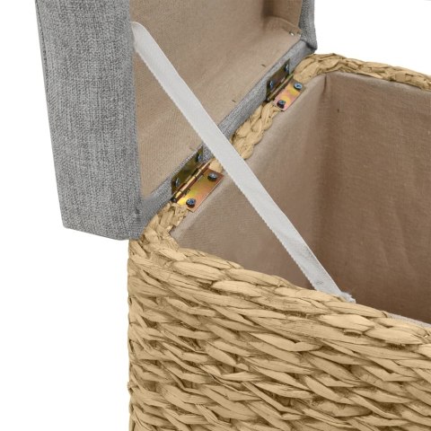 ZESTAW 2 PUFÓW WYPLECIONYCH Z TRAWY MORSKIEJ SZARY