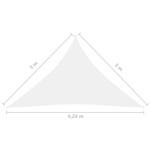 ŻAGIEL PRZECIWSŁONECZNY OGRODOWY WODOODPORNY MARKIZA TARAS TRÓJKĄT 3X3X4,24M BIAŁY