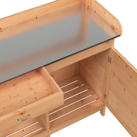 STOLIK DO PRZESADZANIA ROŚLIN KWIATÓW Z SZAFKĄ BRĄZ 110,5X45X124,5CM