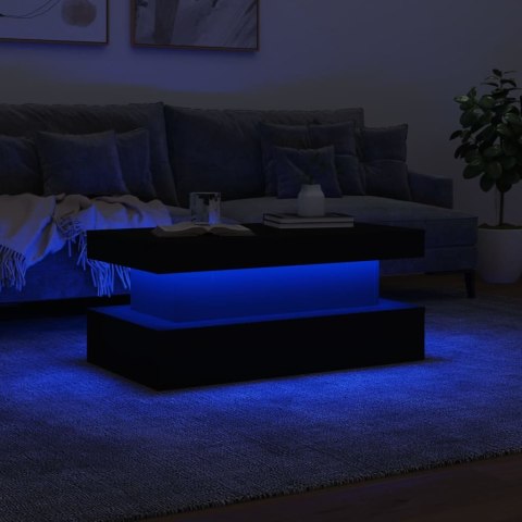 STOLIK KAWOWY Z OŚWIETLENIEM LED CZARNY 90X50X40CM