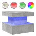 STOLIK KAWOWY Z PODŚWIETLENIEM LED SZAROŚĆ BETONU 50X50X40CM