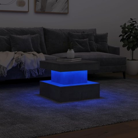 STOLIK KAWOWY Z PODŚWIETLENIEM LED SZAROŚĆ BETONU 50X50X40CM