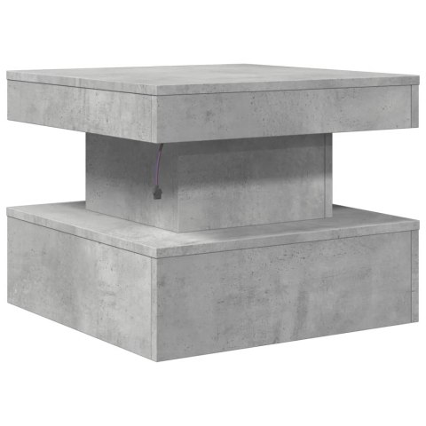 STOLIK KAWOWY Z PODŚWIETLENIEM LED SZAROŚĆ BETONU 50X50X40CM