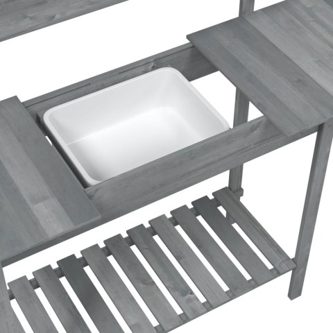 STOLIK DO PRZESADZANIA ROŚLIN KWIATÓW ZE ZLEWEM SZARY 147,5X44X139,5CM