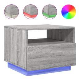 STOLIK KAWOWY Z LED SZARY DĄB SONOMA 50X49X40CM