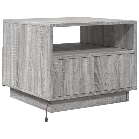 STOLIK KAWOWY Z LED SZARY DĄB SONOMA 50X49X40CM