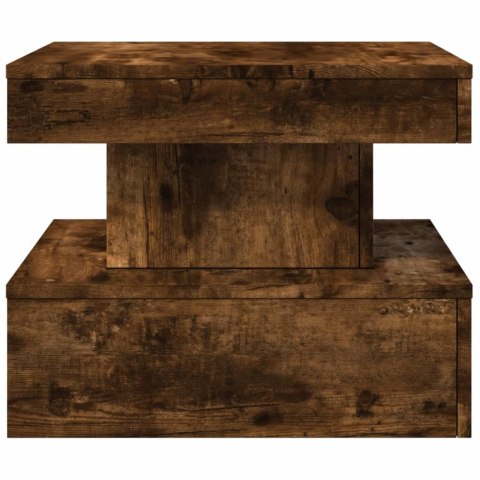 STOLIK KAWOWY Z OŚWIETLENIEM LED PRZYDYMIONY DĄB 50X50X40CM