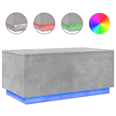STOLIK KAWOWY Z OŚWIETLENIEM LED SZAROŚĆ BETONU 90X50X40CM