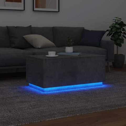 STOLIK KAWOWY Z OŚWIETLENIEM LED SZAROŚĆ BETONU 90X50X40CM
