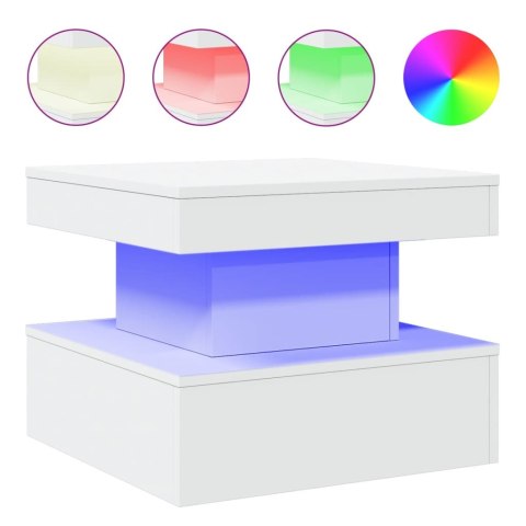STOLIK KAWOWY Z OŚWIETLENIEM LED BIAŁY 50X50X40CM
