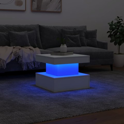 STOLIK KAWOWY Z OŚWIETLENIEM LED BIAŁY 50X50X40CM