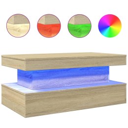 STOLIK KAWOWY Z OŚWIETLENIEM LED DĄB SONOMA 90X50X40CM