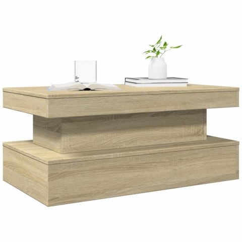 STOLIK KAWOWY Z OŚWIETLENIEM LED DĄB SONOMA 90X50X40CM