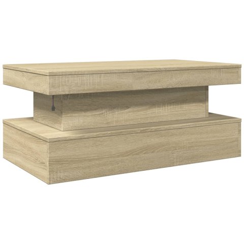 STOLIK KAWOWY Z OŚWIETLENIEM LED DĄB SONOMA 90X50X40CM