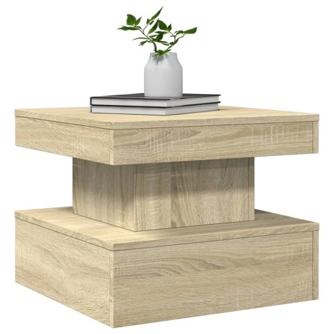 STOLIK KAWOWY Z PODŚWIETLENIEM LED DĄB SONOMA 50X50X40CM