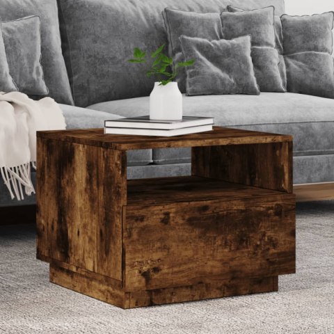 STOLIK KAWOWY Z LED PRZYDYMIONY DĄB 50X49X40CM