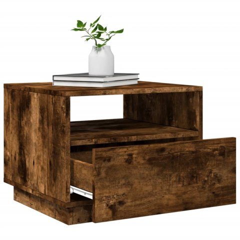STOLIK KAWOWY Z LED PRZYDYMIONY DĄB 50X49X40CM
