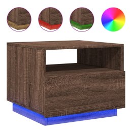 STOLIK KAWOWY Z PODŚWIETLENIEM LED BRĄZOWY DĄB 50X49X40CM