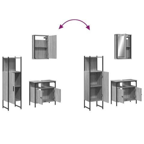 3-CZĘŚCIOWY ZESTAW MEBLI ŁAZIENKOWYCH SZARY DĄB SONOMA