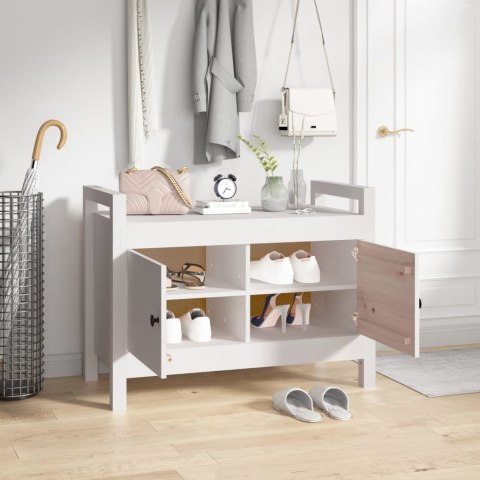 ŁAWKA DO PRZEDPOKOJU BIAŁY 80X40X60CM LITE DREWNO SOSNOWE