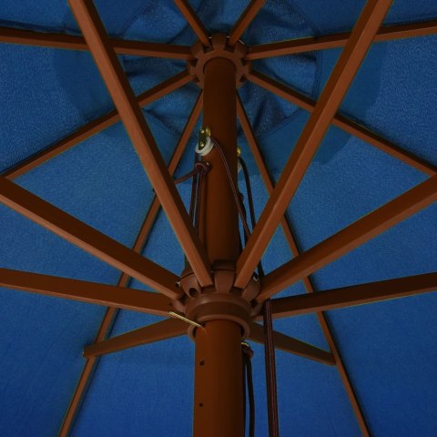 PARASOL OGRODOWY NA DREWNIANYM SŁUPKU 330CM LAZUROWY